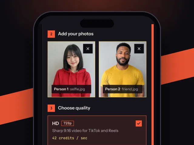 Genjutsu.art on a phone: two selfies added for Person 1 and Person 2